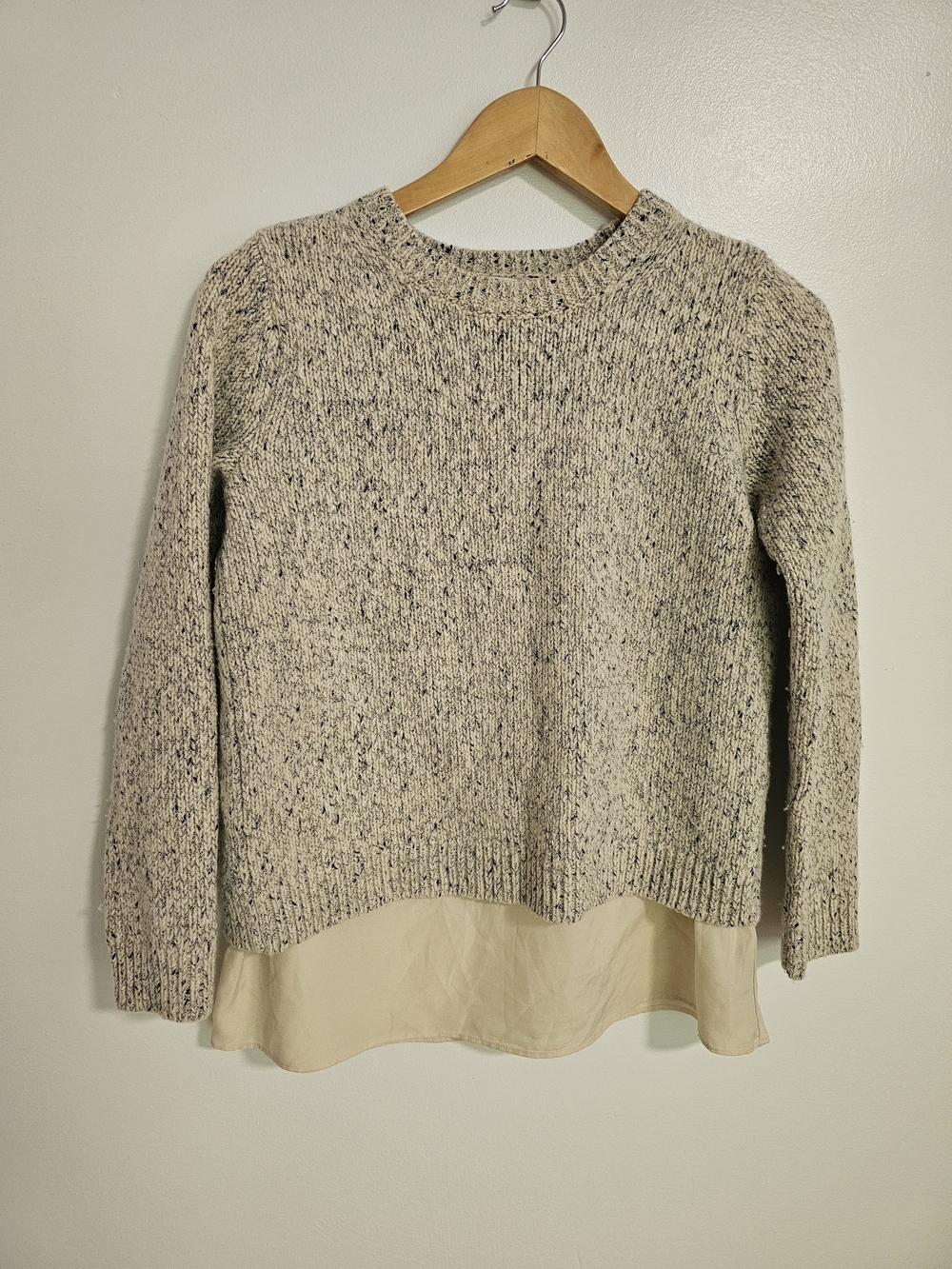 Club Monaco Wool Speckled Layered Sweater Cream Ecru Size Small